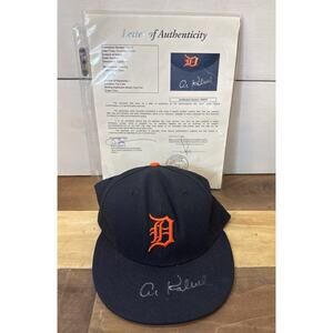 Al Kaline Signed DETROIT TIGERS HAT MLB COA JSA WITH LETTER Blue NE